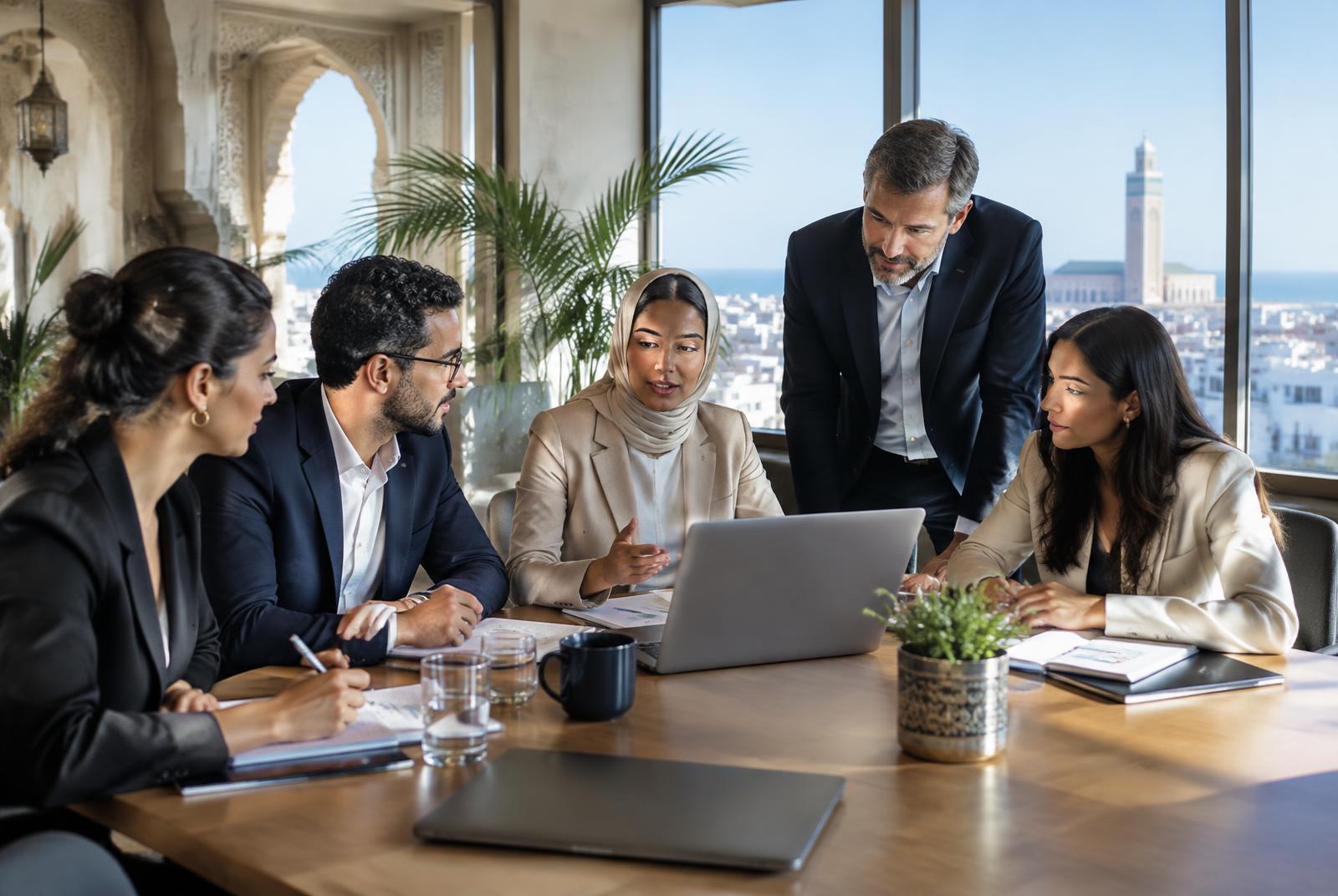 International professionals collaborating in a Casablanca workplace